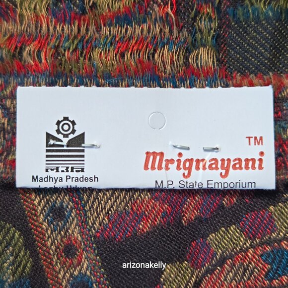 NWT Wool Scarf Jacquard Embroidered Colorful Mrignayani - Picture 5 of 12